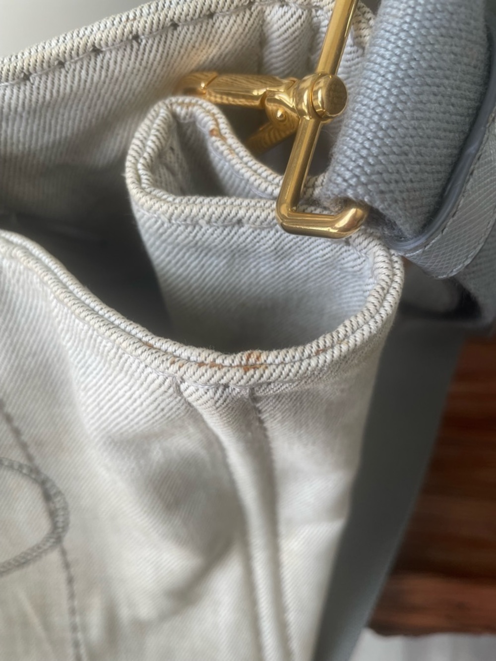 PRADA Gray Canvas Tote with Original Shoulder Strap - Picture 10 of 14